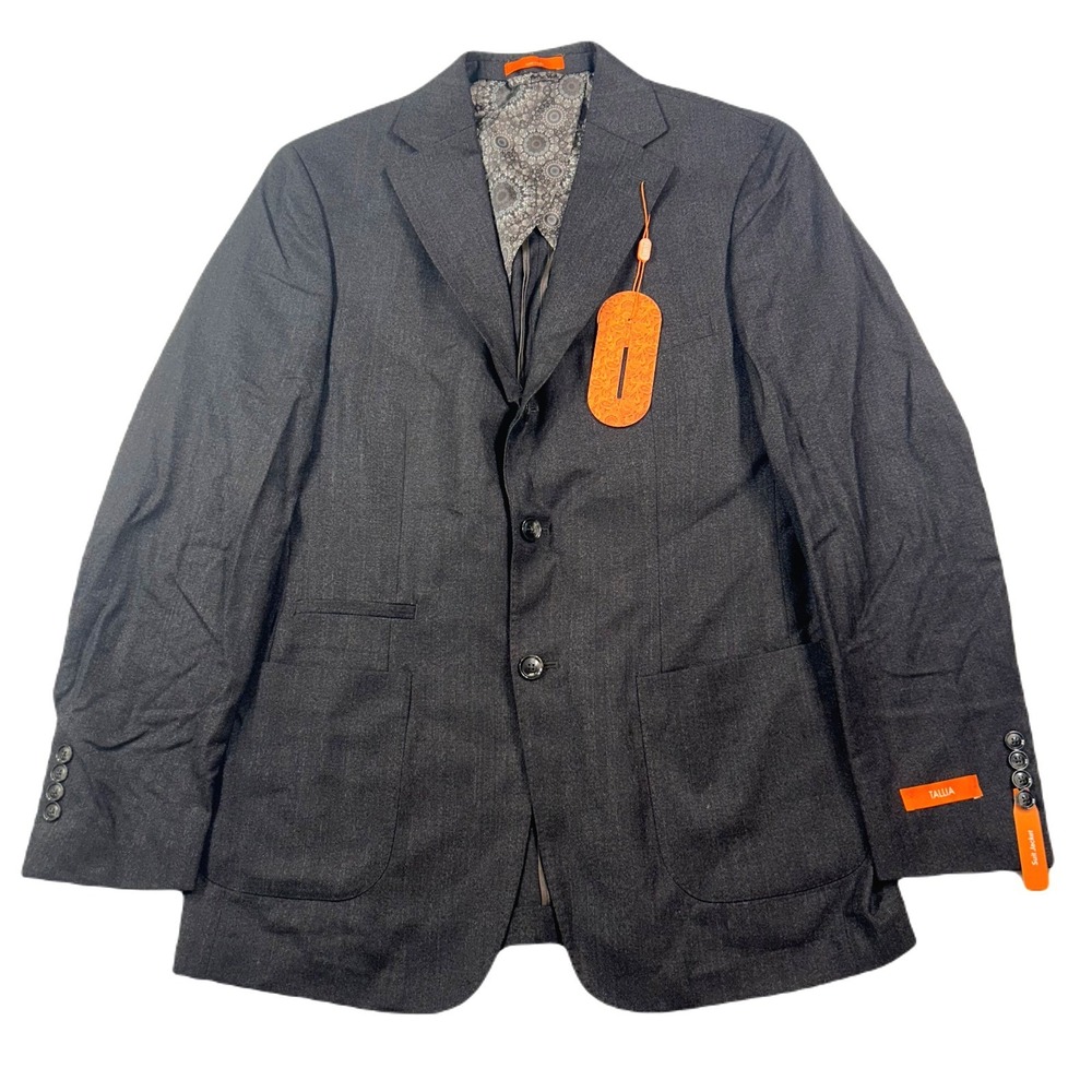 Tallia Slim Fit Wool Blazer Mens 42L 42 Brown Patterned Suit‎ Jacket $425 NEW